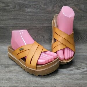 Reef Platform Sandals Womens 7 Cushion Bloom Hi Cross Straps Cork Chunky Slides